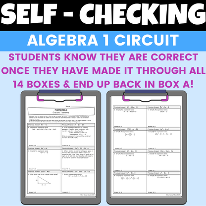 Operations with Polynomials Worksheet Self Checking Circuit Activity