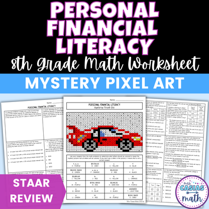 Personal Financial Literacy Worksheet 8th Grade Math STAAR Review Activity