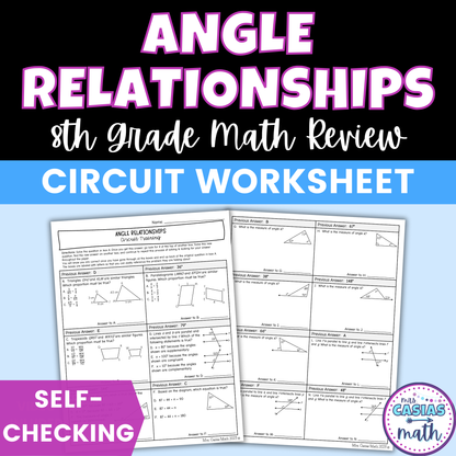 Angle Relationships Worksheet Self Checking Circuit Activity 8th Grade Math