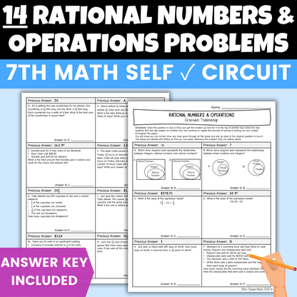 Rational Numbers & Operations Worksheet 7th Grade Math STAAR Review Activity