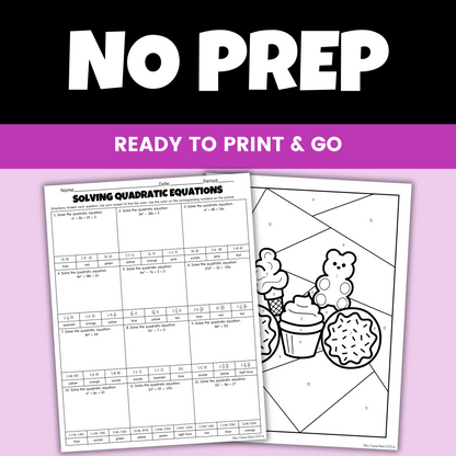 Solving Quadratic Equations Coloring Worksheet