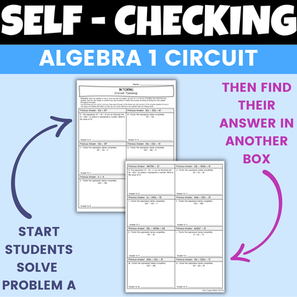 Algebra 1 Factoring Review Worksheet Self Checking Circuit Activity