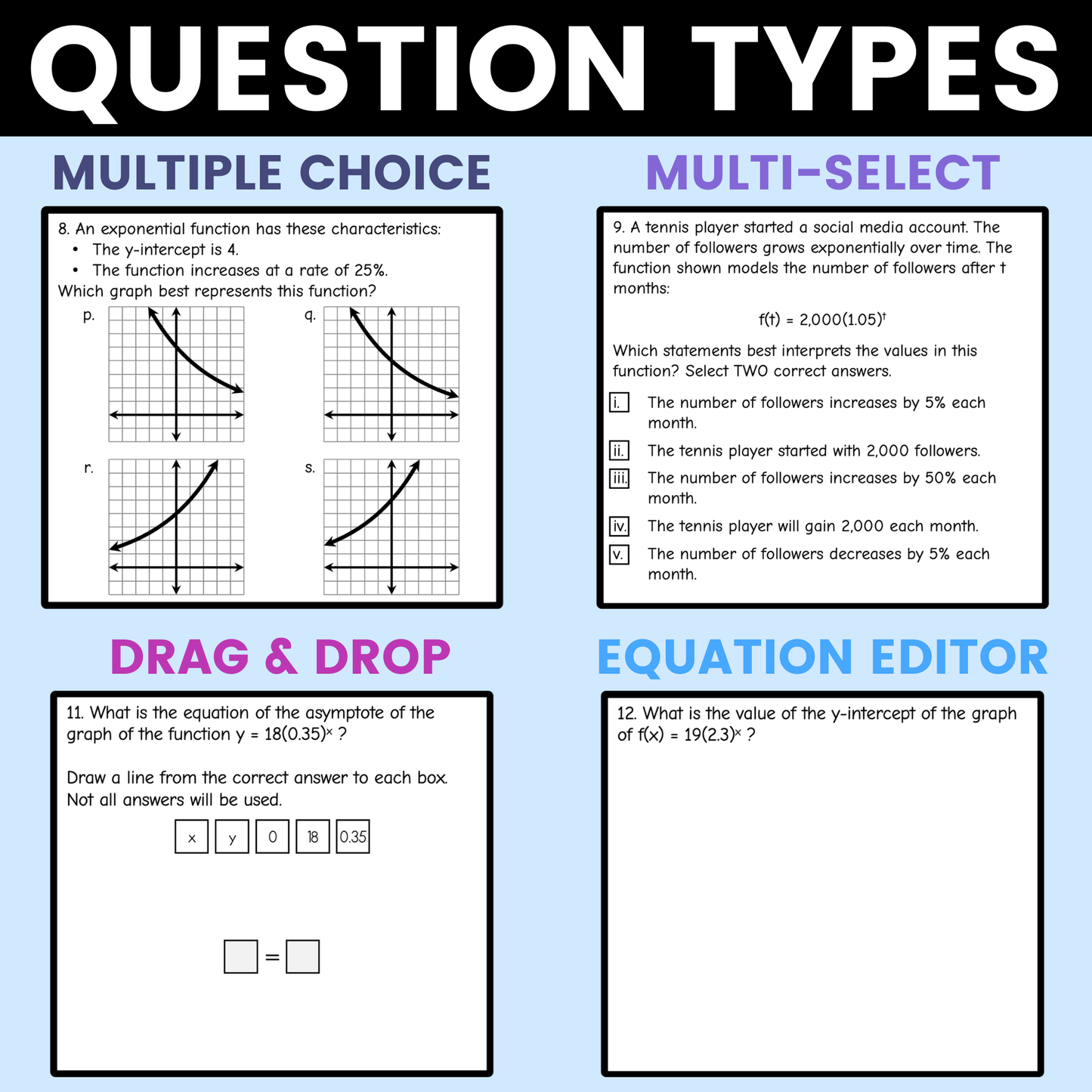 Exponential Functions Worksheet Algebra 1 EOC Review Activity