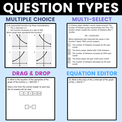 Exponential Functions Worksheet Algebra 1 EOC Review Activity