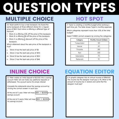Personal Financial Literacy Worksheet 7th Grade Math STAAR Review Activity