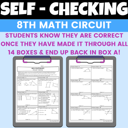 Angle Relationships Worksheet Self Checking Circuit Activity 8th Grade Math