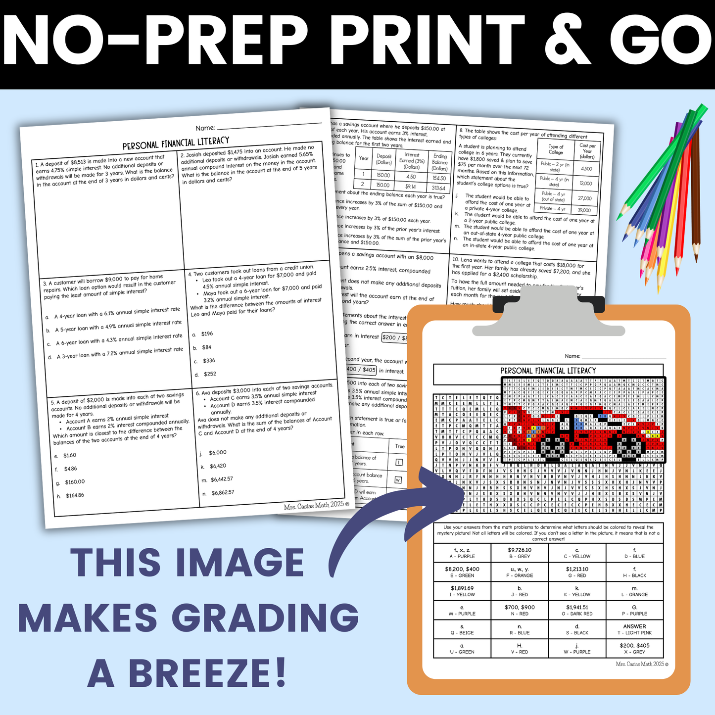 Personal Financial Literacy Worksheet 8th Grade Math STAAR Review Activity