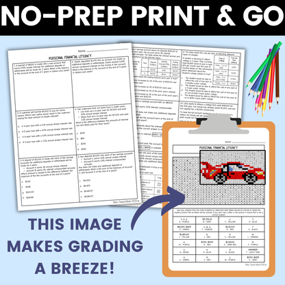 Personal Financial Literacy Worksheet 8th Grade Math STAAR Review Activity