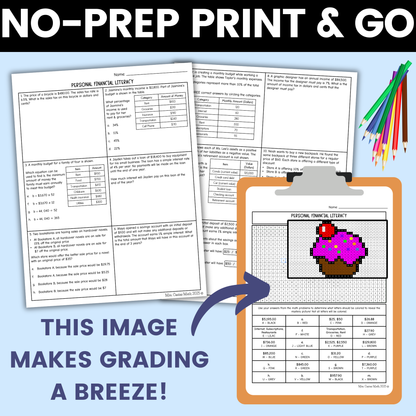 Personal Financial Literacy Worksheet 7th Grade Math STAAR Review Activity