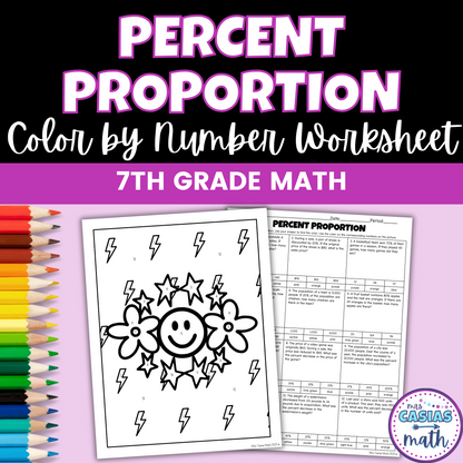 Percent Proportion and Percent of Change Coloring Worksheet