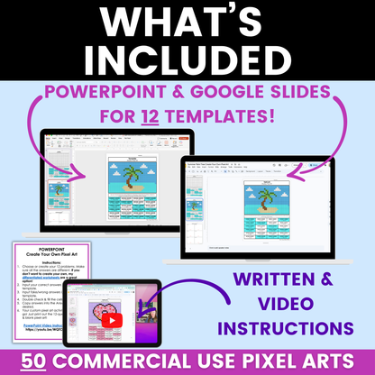 Pixel Art Grid Color Page Worksheet Templates Commercial Use MEGA BUNDLE