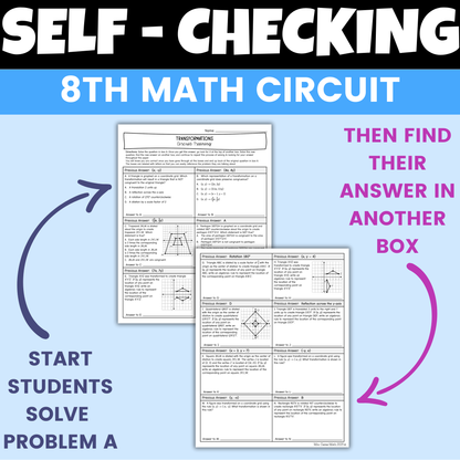 Transformations Worksheet Self Checking Circuit Activity 8th Grade Math