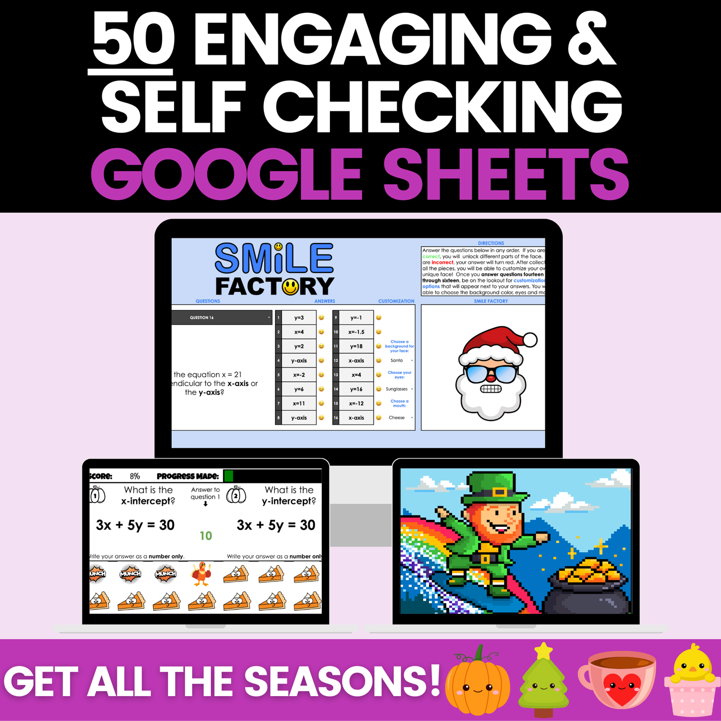 Algebra 1 Seasonal Holidays Math Activities Mega Bundle Digital and Worksheets