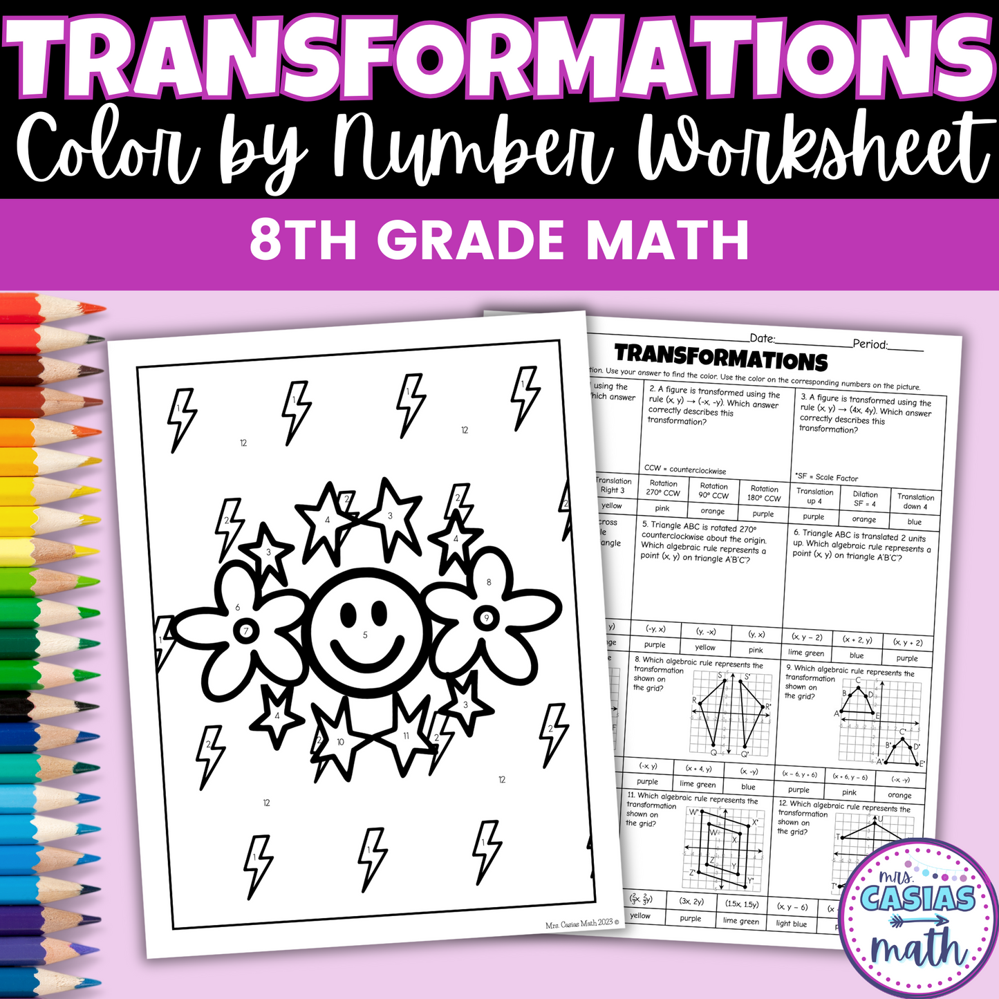 Transformations Coloring Worksheet