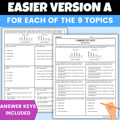 Data and Statistics Differentiated Worksheets BUNDLE 7th Grade Math