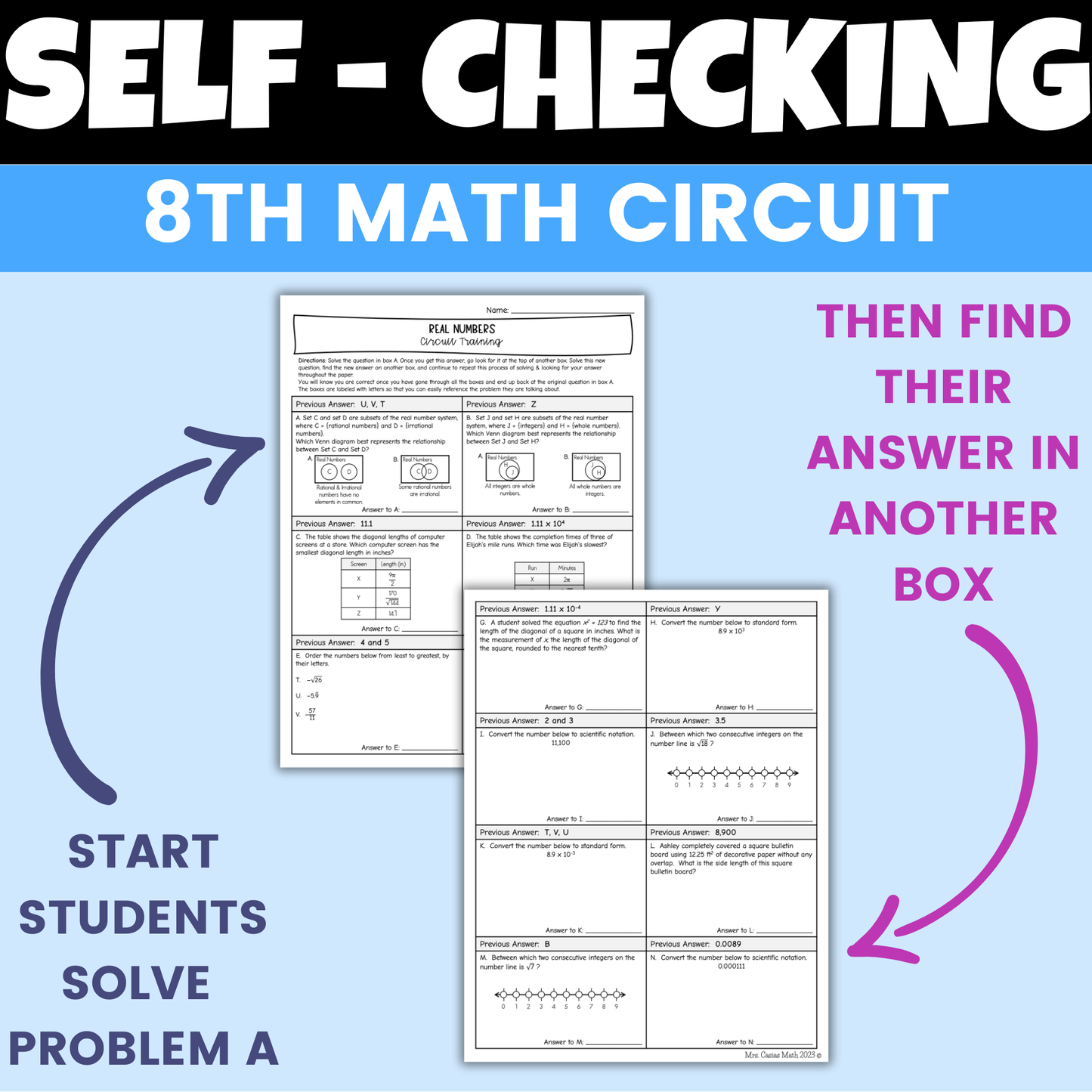 Real Numbers Worksheet Self Checking Circuit Activity 8th Grade Math