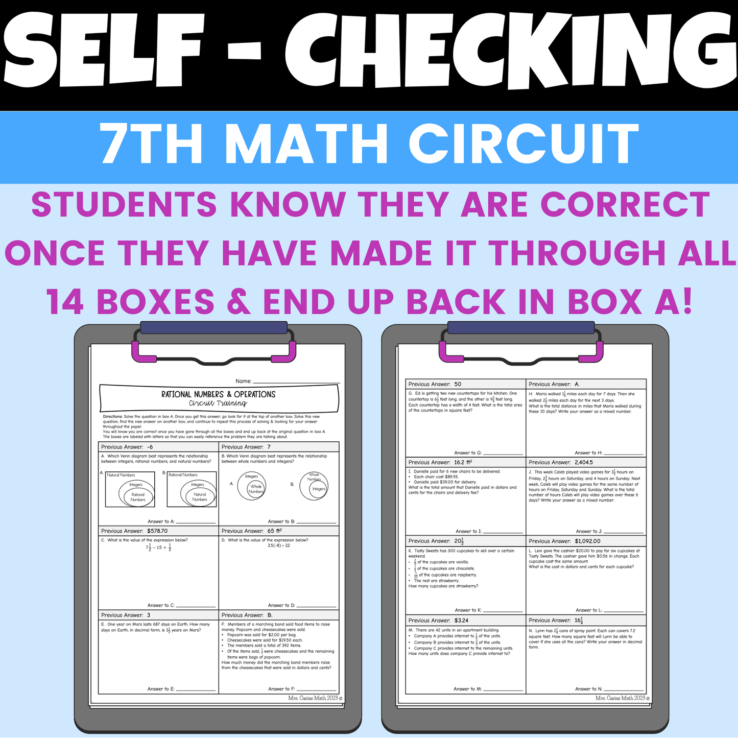 Rational Numbers & Operations Worksheet 7th Grade Math STAAR Review Activity
