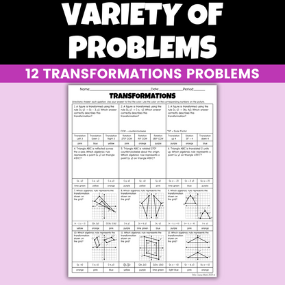 Transformations Coloring Worksheet