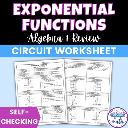 Exponential Functions Review Worksheet Self Checking Circuit Activity