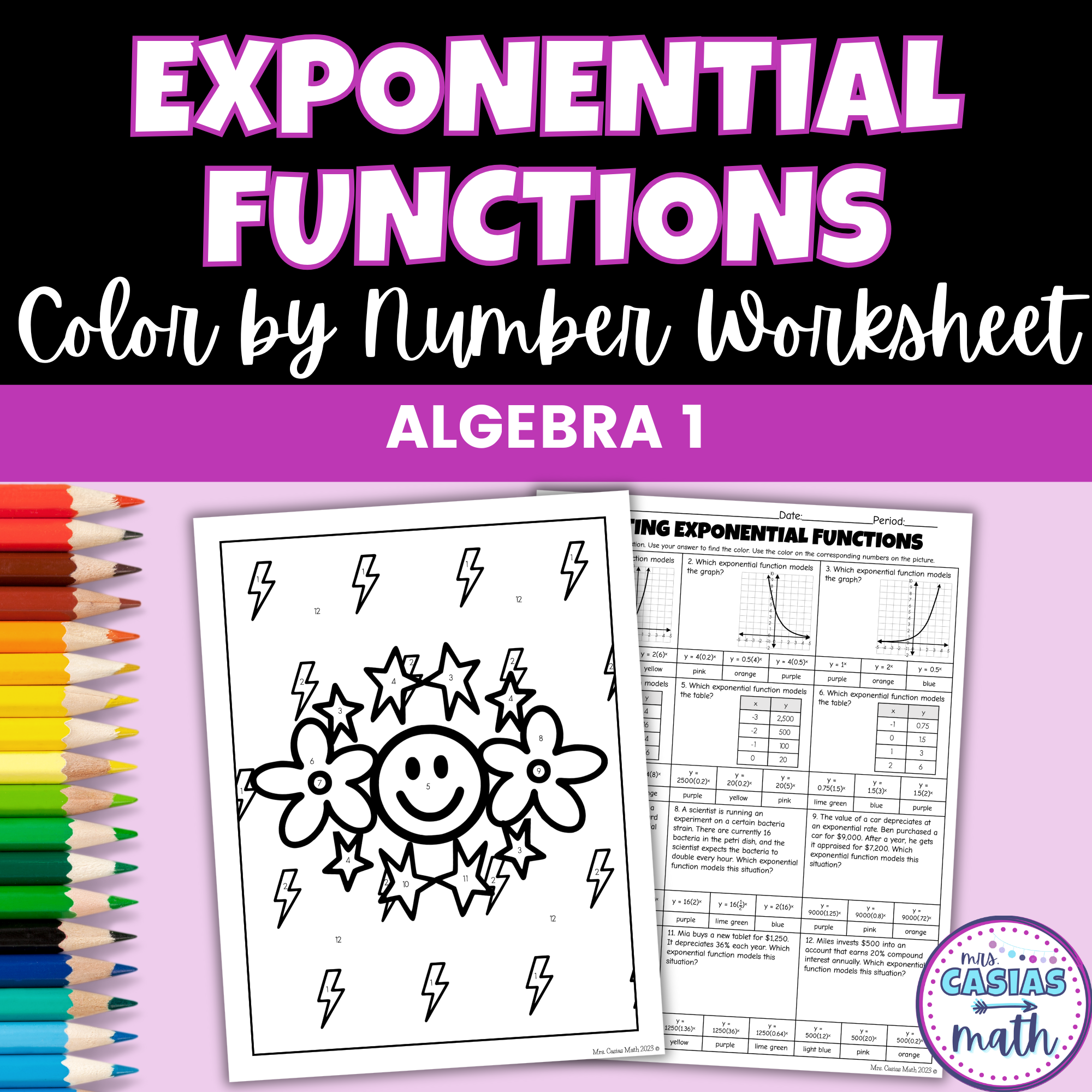 Fun Exponential Function Exponential Functions Coloring Worksheet – Casias Math
