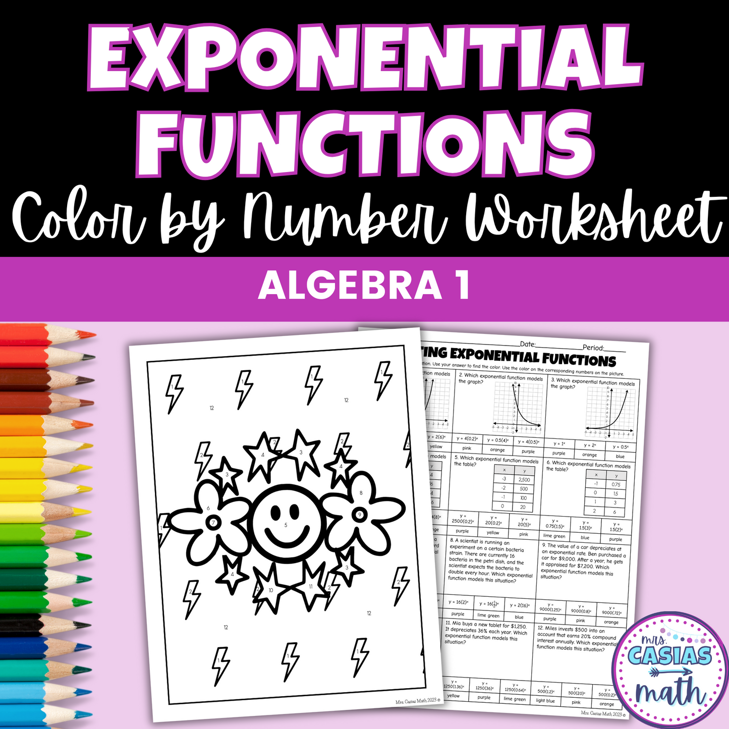 Exponential Functions Coloring Worksheet