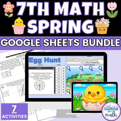 7th Grade Math Spring Activities Bundle Digital and Worksheets