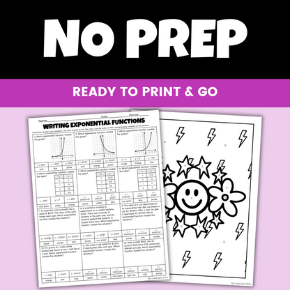 Exponential Functions Coloring Worksheet