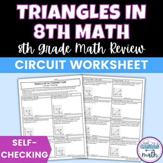 Triangles in 8th Grade Math Worksheet Self Checking Circuit Activity