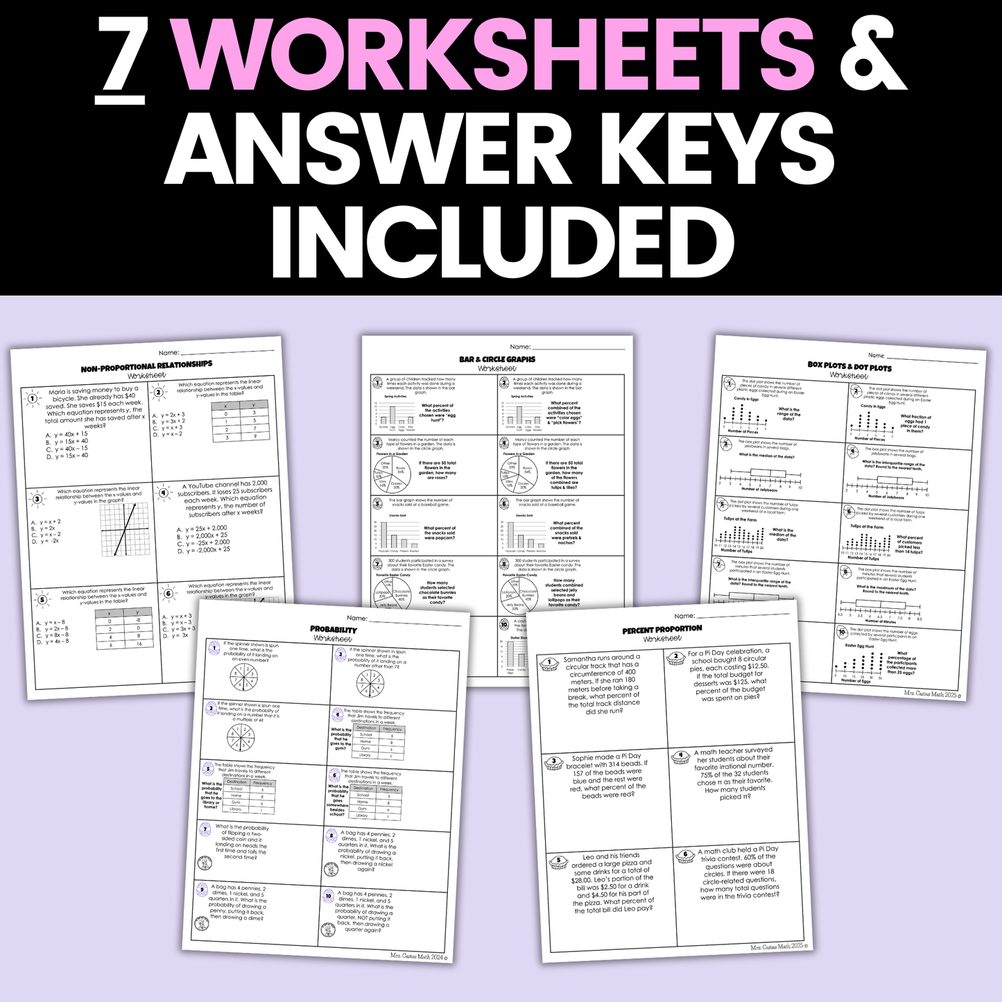 7th Grade Math Spring Activities Bundle Digital and Worksheets