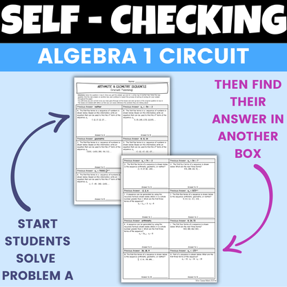 Arithmetic and Geometric Sequences Worksheet Self Checking Circuit Activity