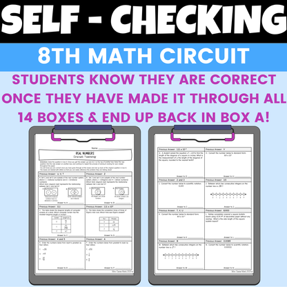 Real Numbers Worksheet Self Checking Circuit Activity 8th Grade Math