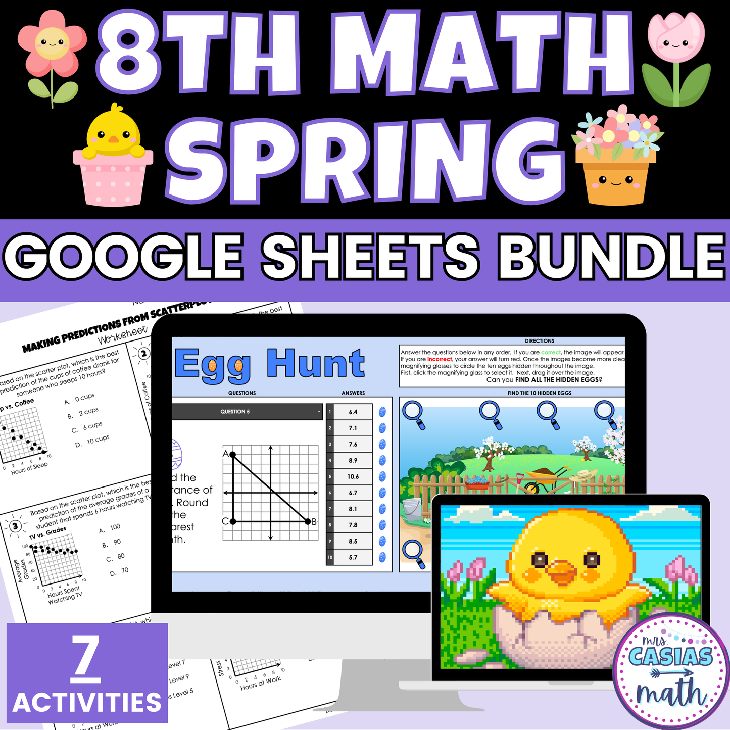 8th Grade Math Spring Activities Bundle Digital and Worksheets