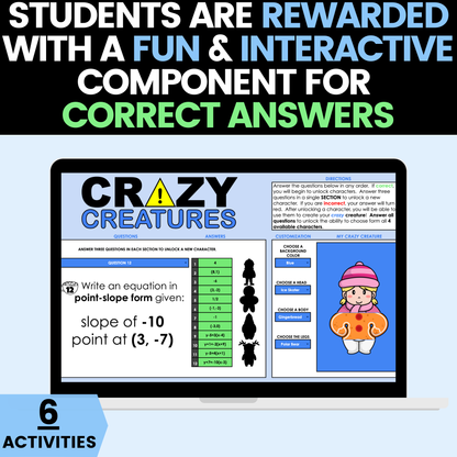 Algebra 1 Winter Activities Google Sheets and Worksheets BUNDLE