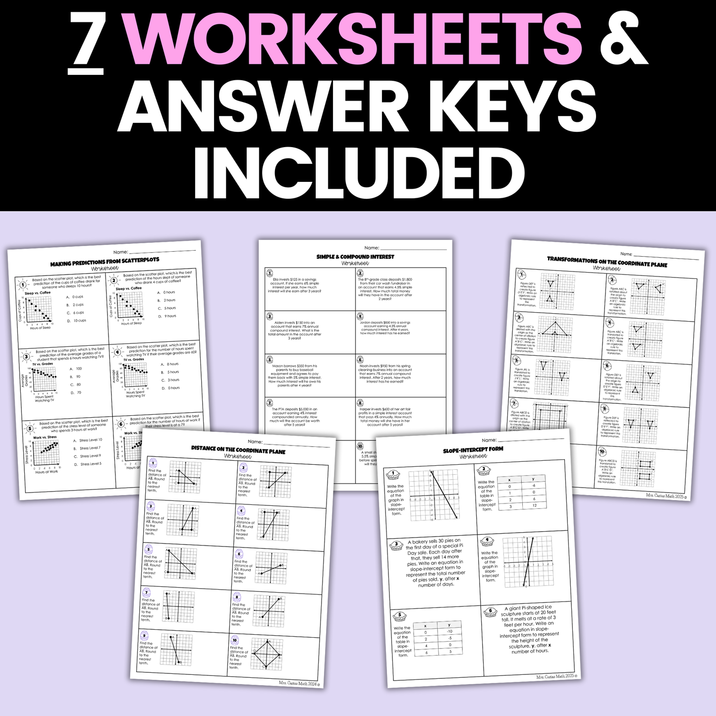 8th Grade Math Spring Activities Bundle Digital and Worksheets