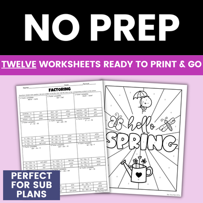 Algebra 1 Seasonal Coloring Activity Worksheets Bundle