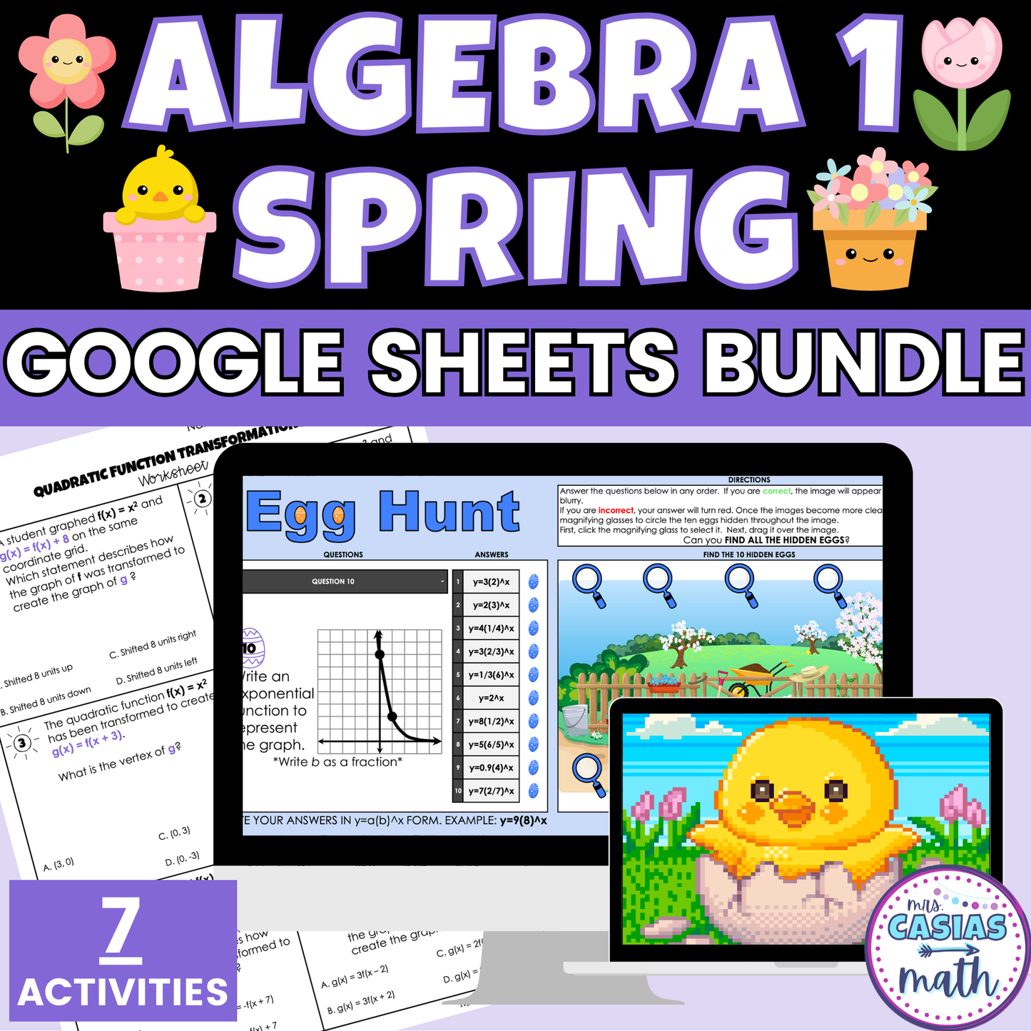 Algebra 1 Spring Activities Bundle Digital and Worksheets