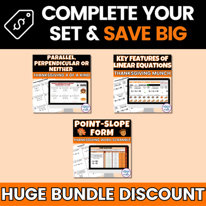 Thanksgiving Math Activities Algebra 1 Google Sheets and Worksheets BUNDLE