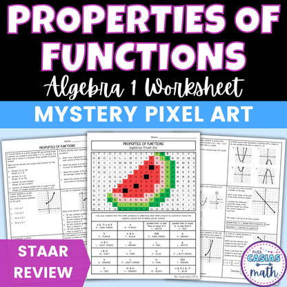 Domain and Range and Functions Worksheet Algebra 1 EOC Review Activity