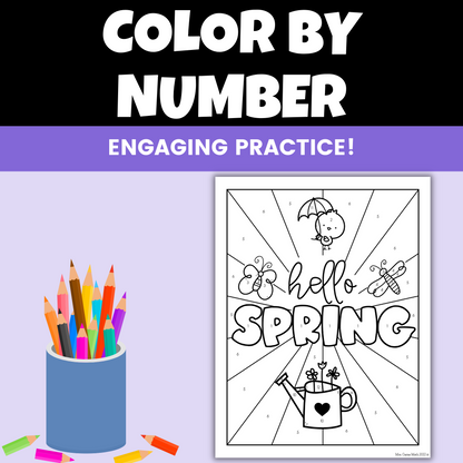 Spring Middle School Math Activity Transformations Coloring Worksheet