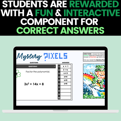 Algebra 1 St Patricks Day Activities Google Sheets Digital & Worksheets BUNDLE