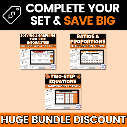 Thanksgiving Math Activities 7th Grade Google Sheets and Worksheets BUNDLE