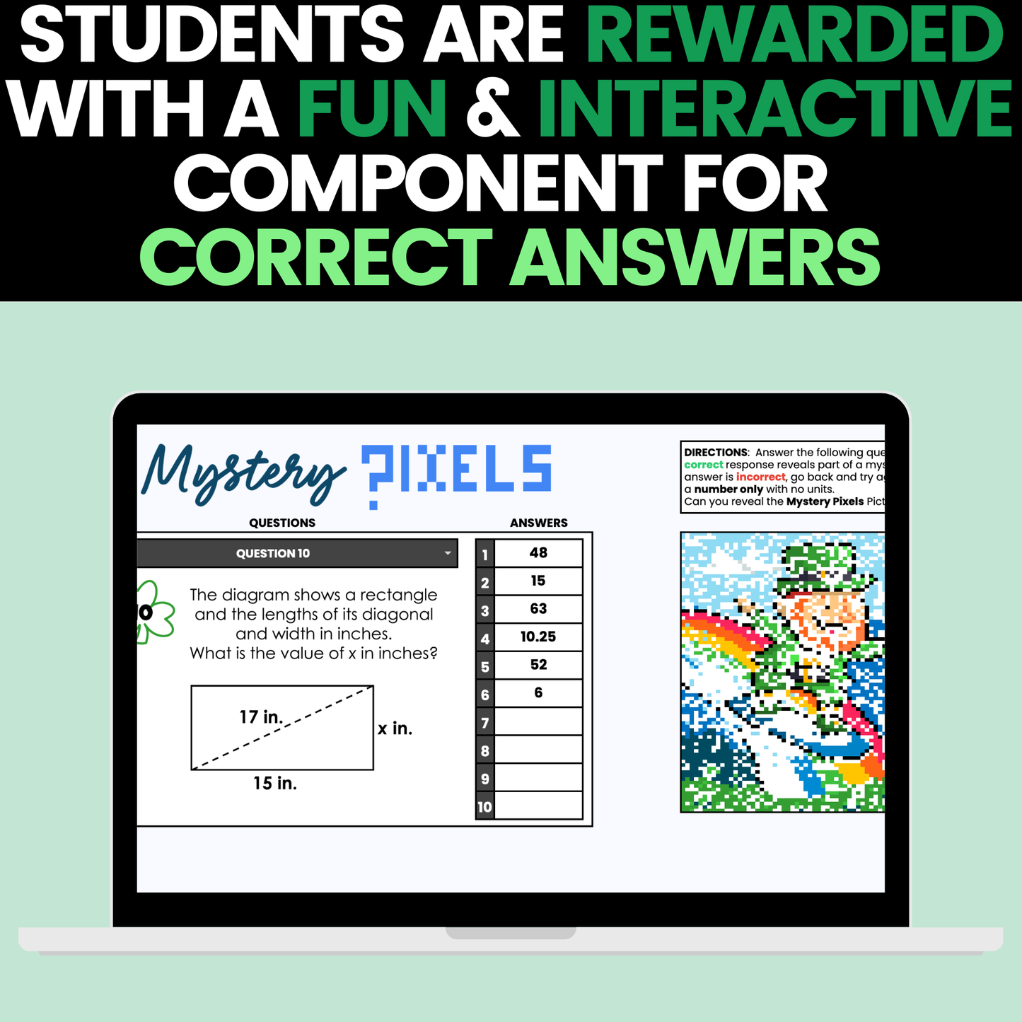 8th Grade Math St Patricks Activities Google Sheets Digital & Worksheets BUNDLE