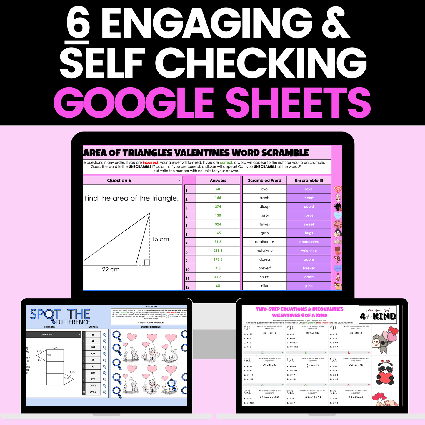 7th Grade Math Valentines Day Activities Digital and Worksheets BUNDLE
