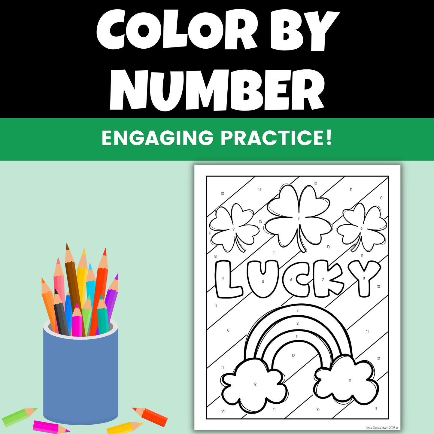 St Patricks Day Middle School Math Activity Angles of Triangles Color Worksheet