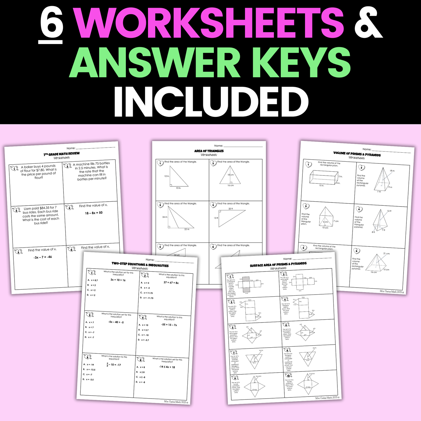 7th Grade Math Valentines Day Activities Digital and Worksheets BUNDLE