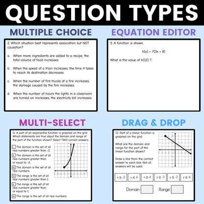 Domain and Range and Functions Worksheet Algebra 1 EOC Review Activity