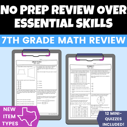 Math State Test Pep Mini Quizzes | 7th Grade Math State Test Prep | STAAR New Question Typ ...