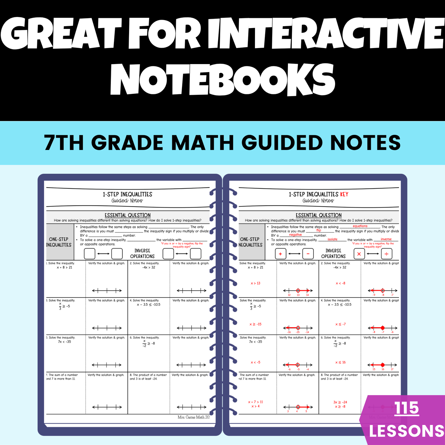 7th Grade Math Guided Notes Lessons BUNDLE Entire Year