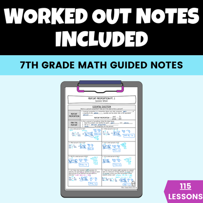 7th Grade Math Guided Notes Lessons BUNDLE Entire Year