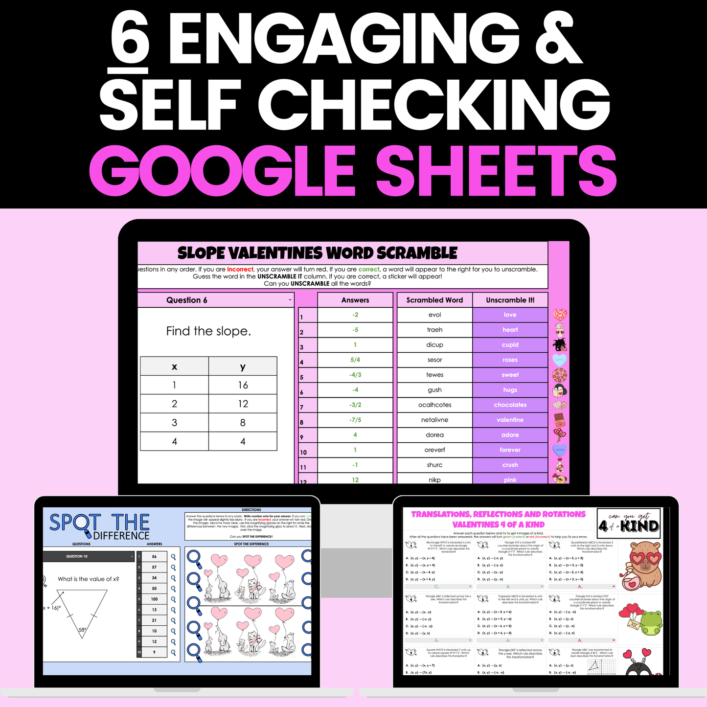 8th Grade Math Valentines Day Activities Digital and Worksheets BUNDLE
